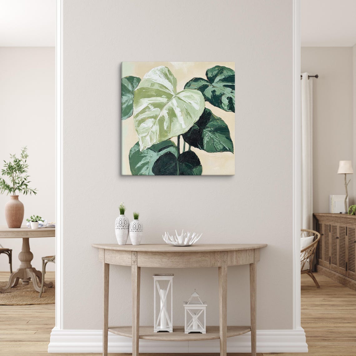 Heartleaf Philodendron Green Leaves Cream Background Plant Poster - Image 3