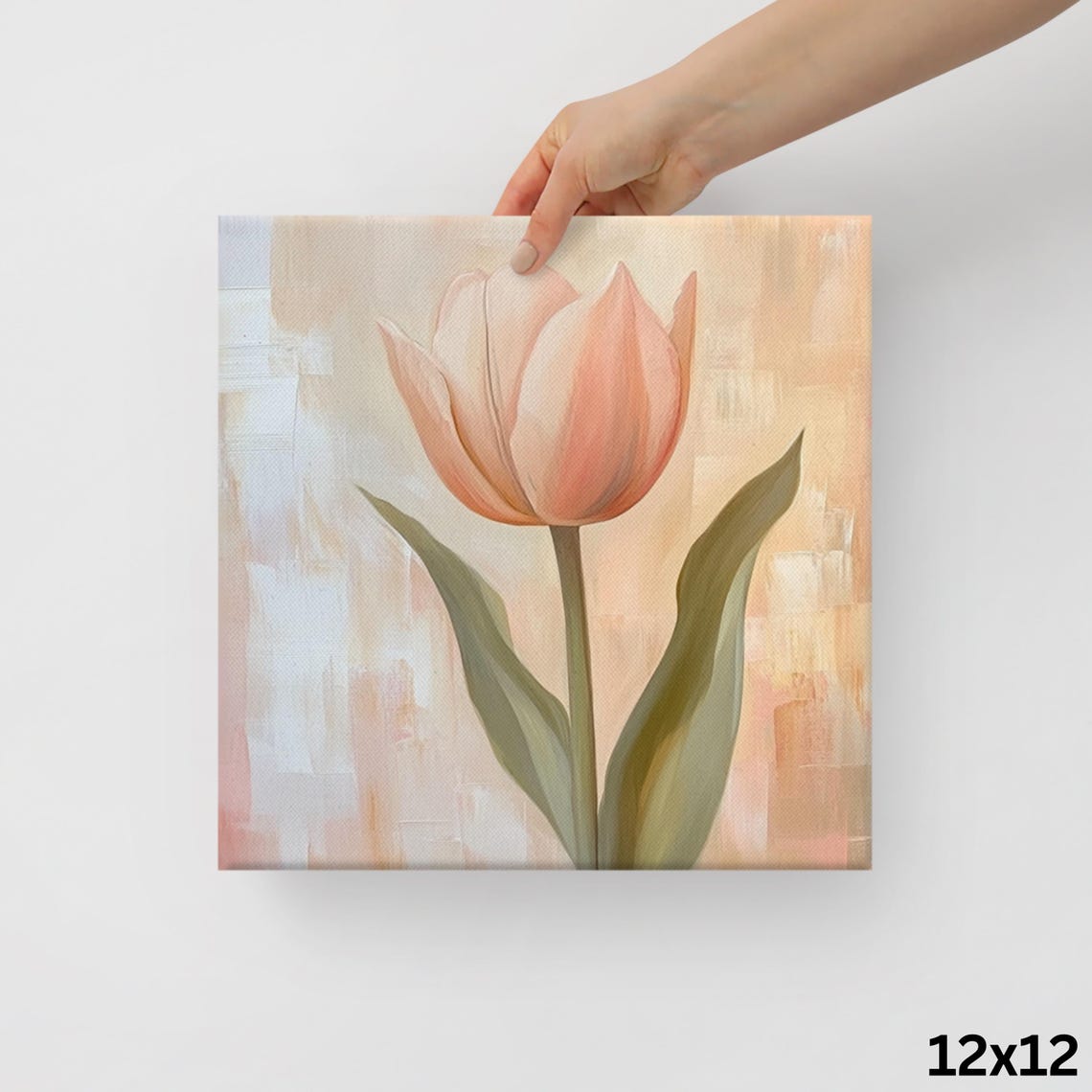 Blush Peach Tulip Single Stem Soft Abstract Floral Art Poster - Image 2
