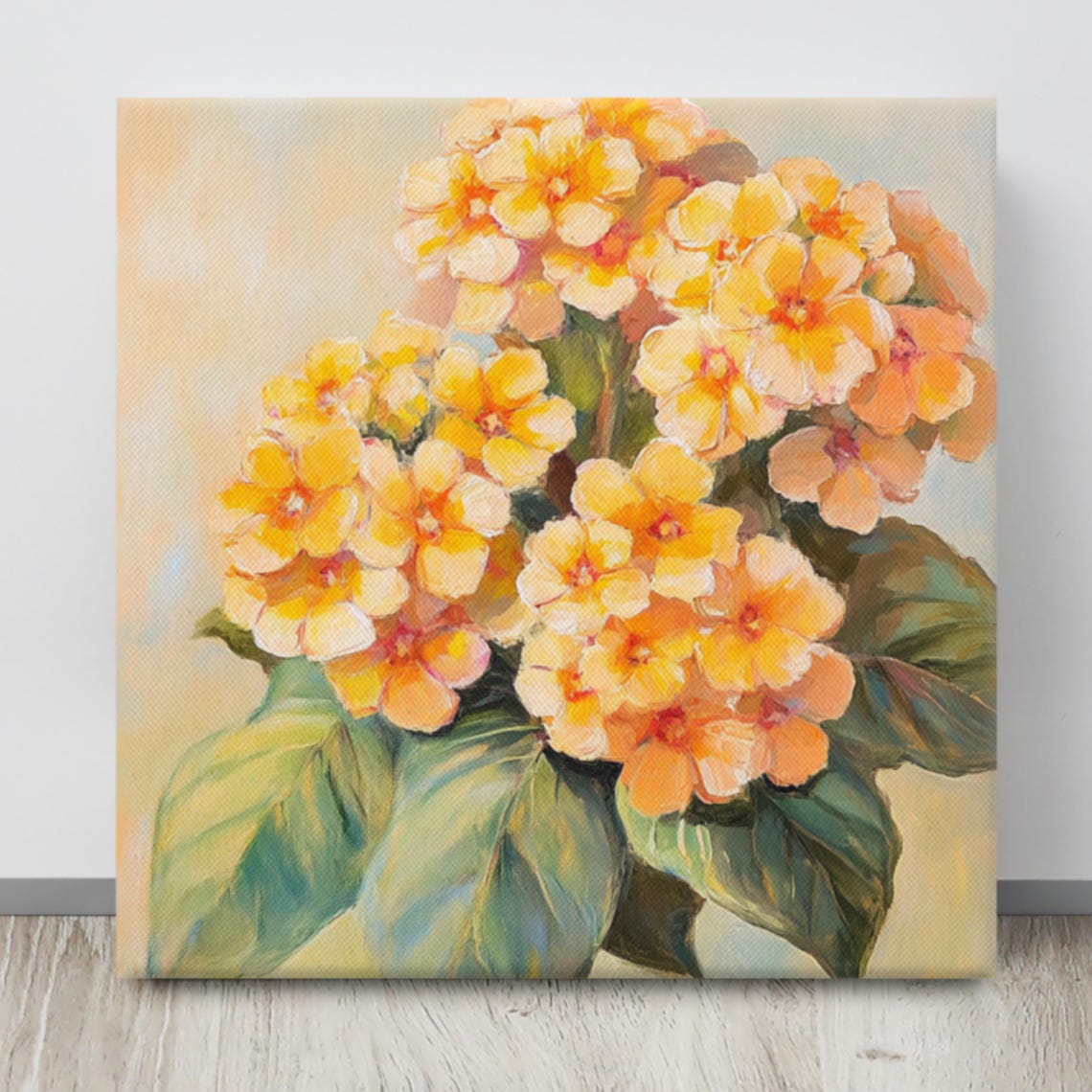 Orange Lantana Flower Clusters Green Leaves Sunny Botanical Print - Image 4