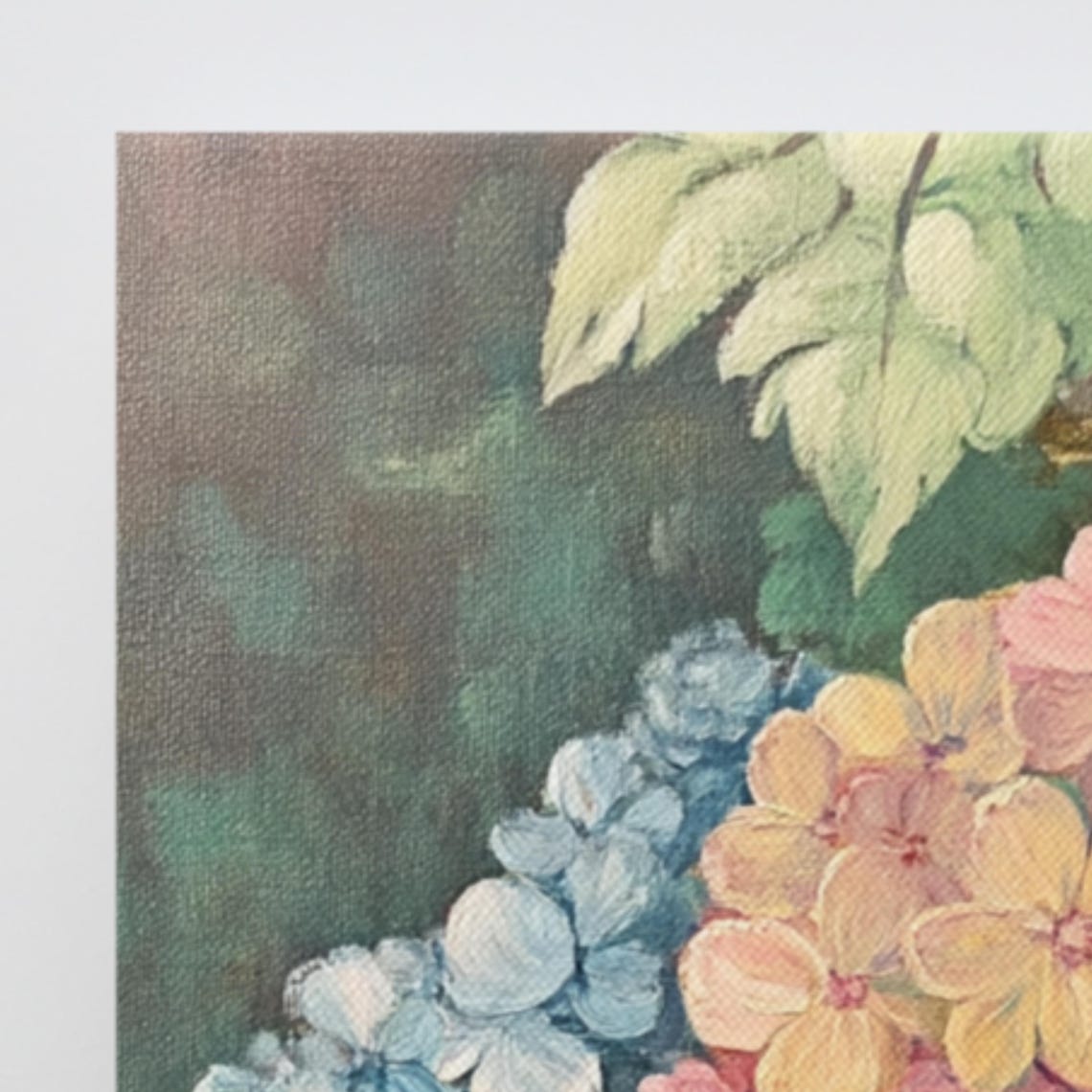 Multicolor Hydrangea Blooms Blue Pink Yellow Painting Print Poster - Image 3