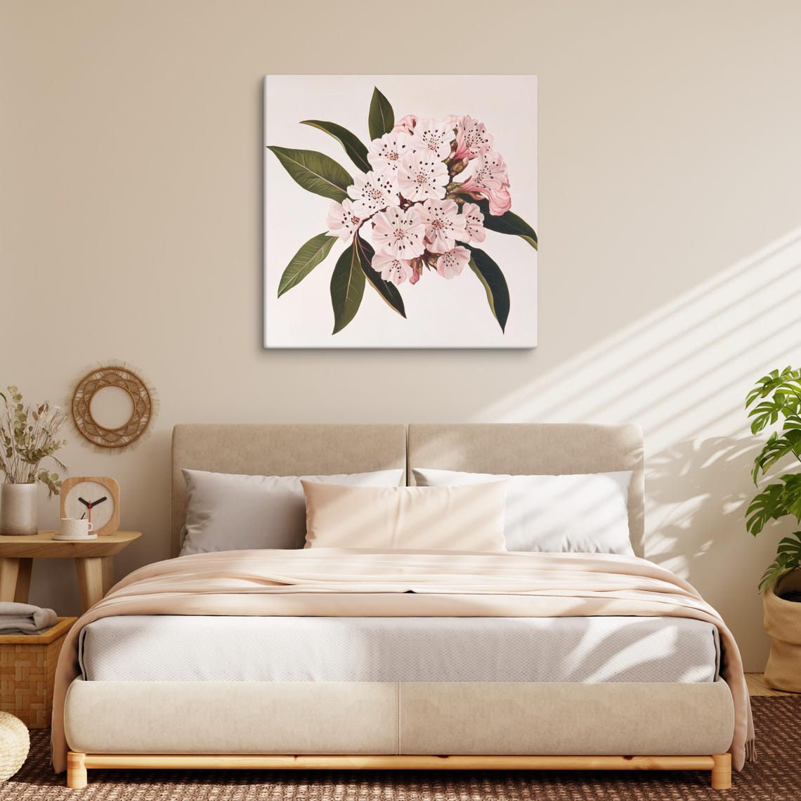 Pink Mountain Laurel Blossoms Speckled Botanical Painting Poster - Image 5