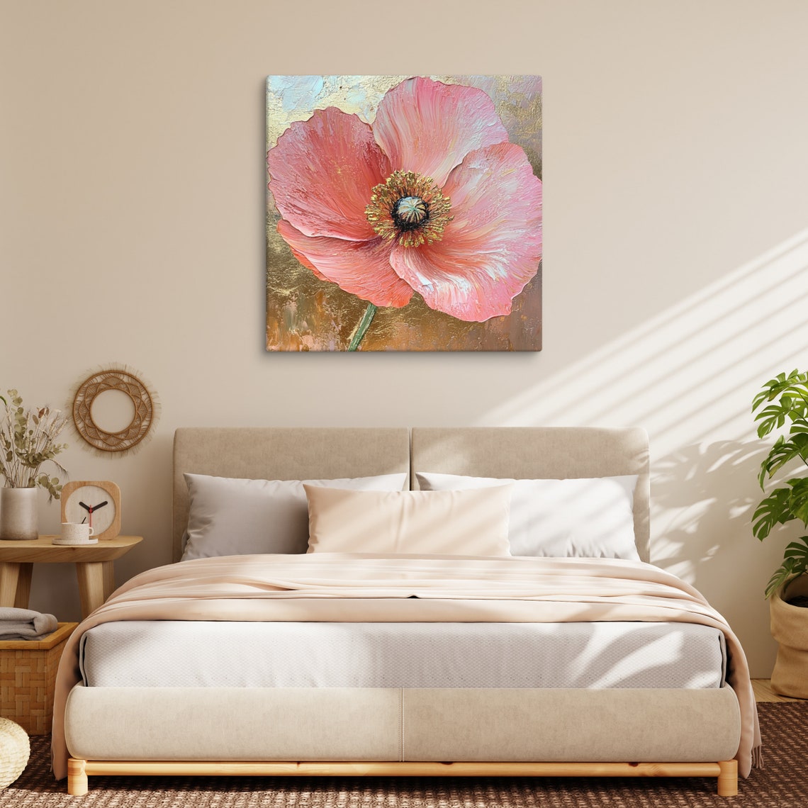 Pink Poppy Print Large Painting Print Flower Wall Art Nature Art Pink Gold Poppy Painting Print Pink Wall Art - Image 5