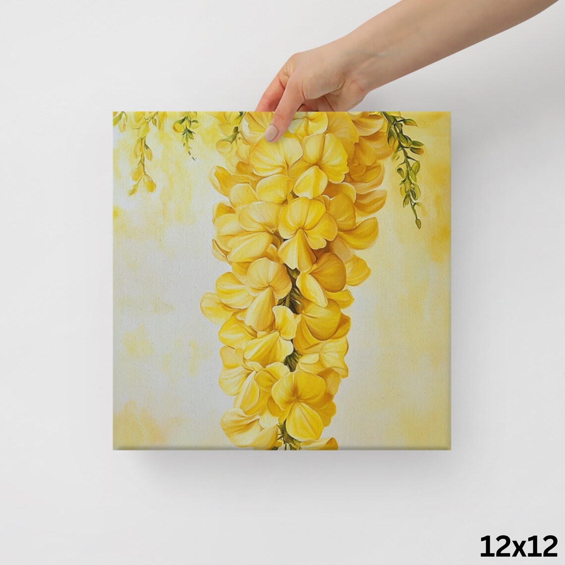 Yellow Laburnum Cascading Golden Chain Tree Blossom Painting Print - Image 2