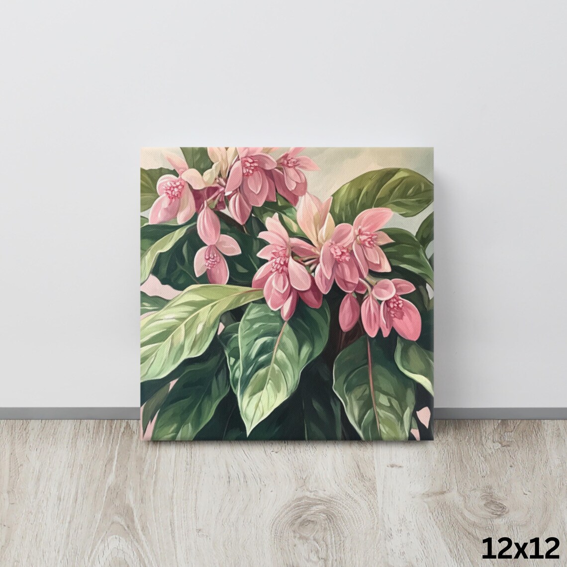 Pink Medinilla Tropical Flowers Dark Leaves Botanical Art Poster - Image 4