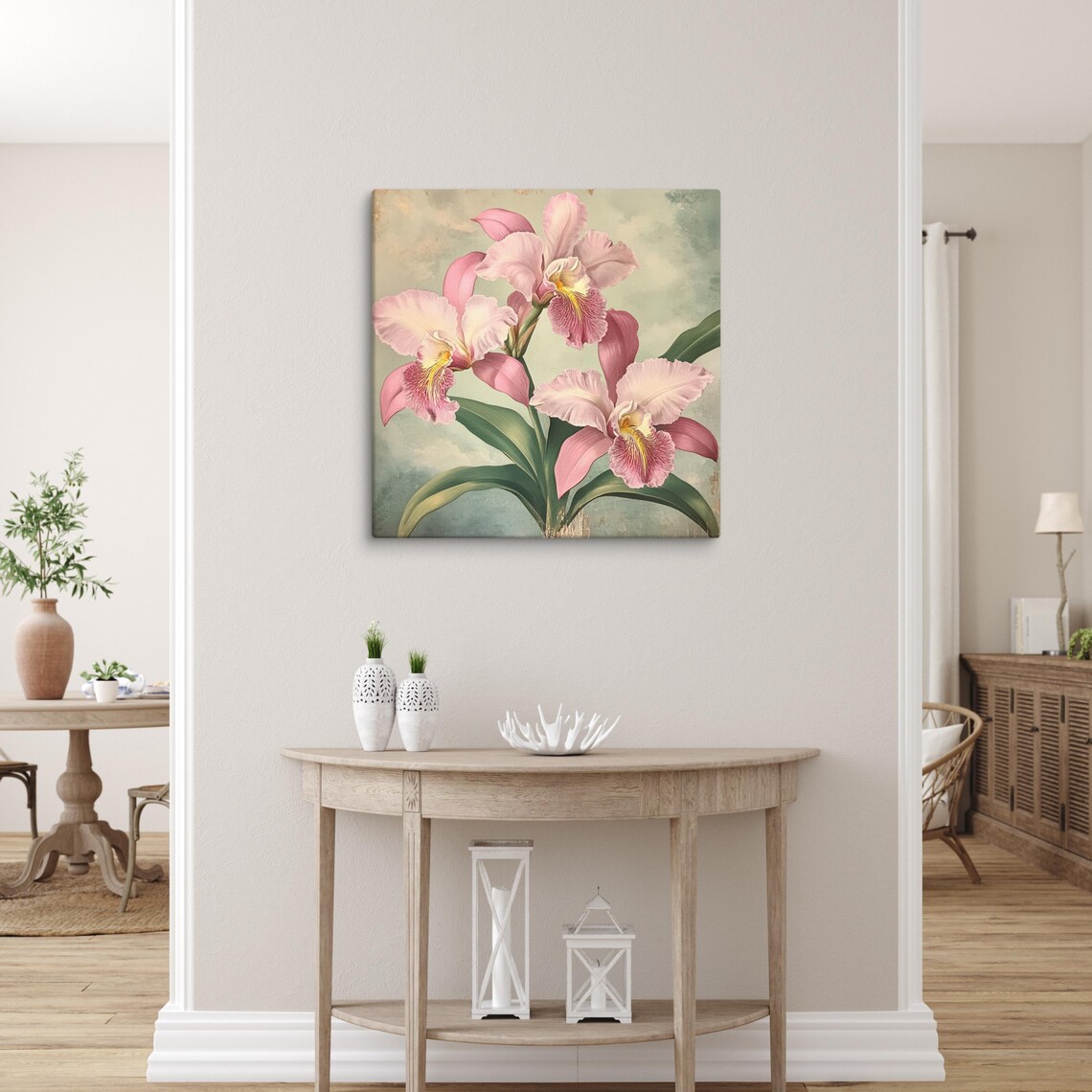 Pink Cattleya Orchid Blooms Vintage Botanical Floral Art Poster - Image 4