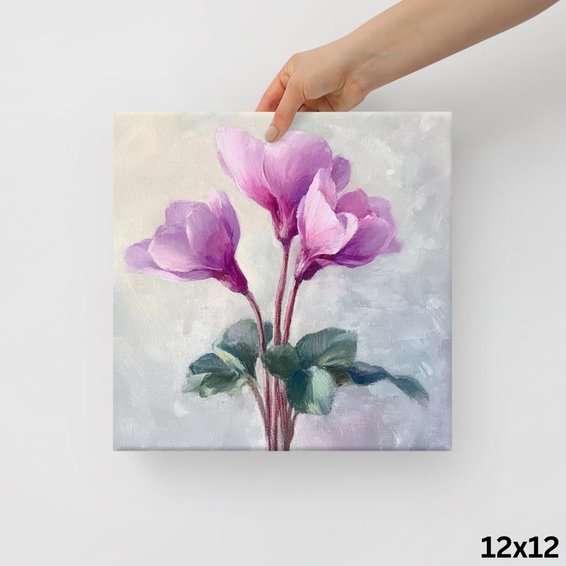 Purple Cyclamen Blooms Misty Painterly Botanical Art Wall Poster - Image 2