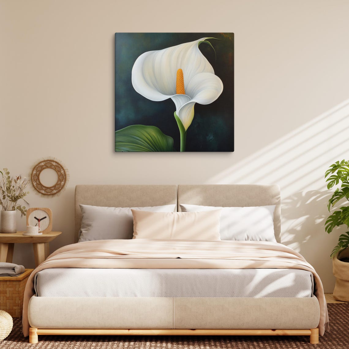White Calla Lily Orange Spadix Dark Elegant Floral Art Poster - Image 2