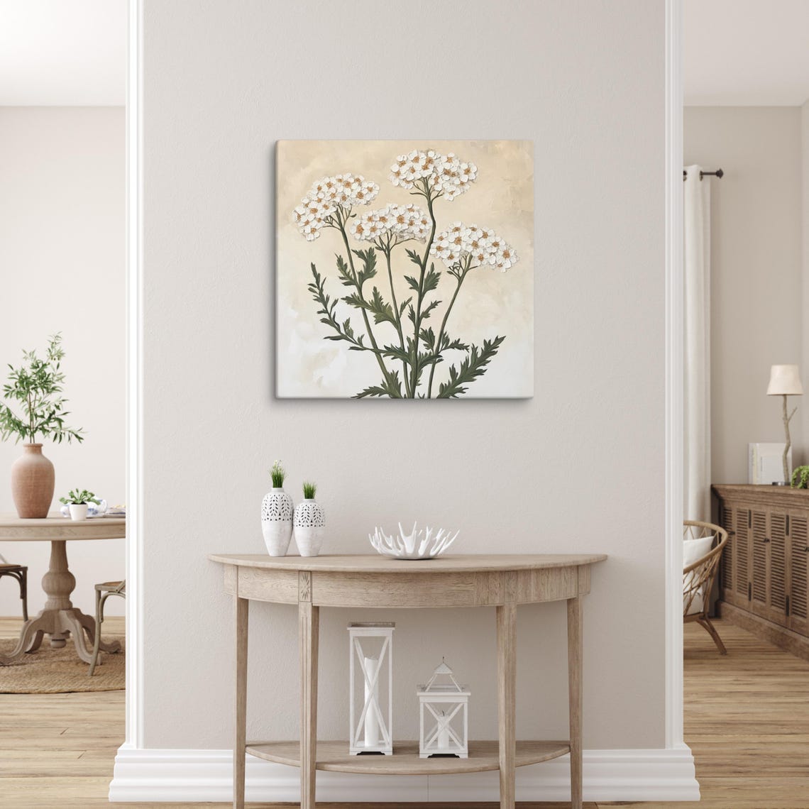 Yarrow Flower Painting Print Wall Art Painting Print Yarrow Plant Art White Yarrow Art Nature Art Print - Image 5
