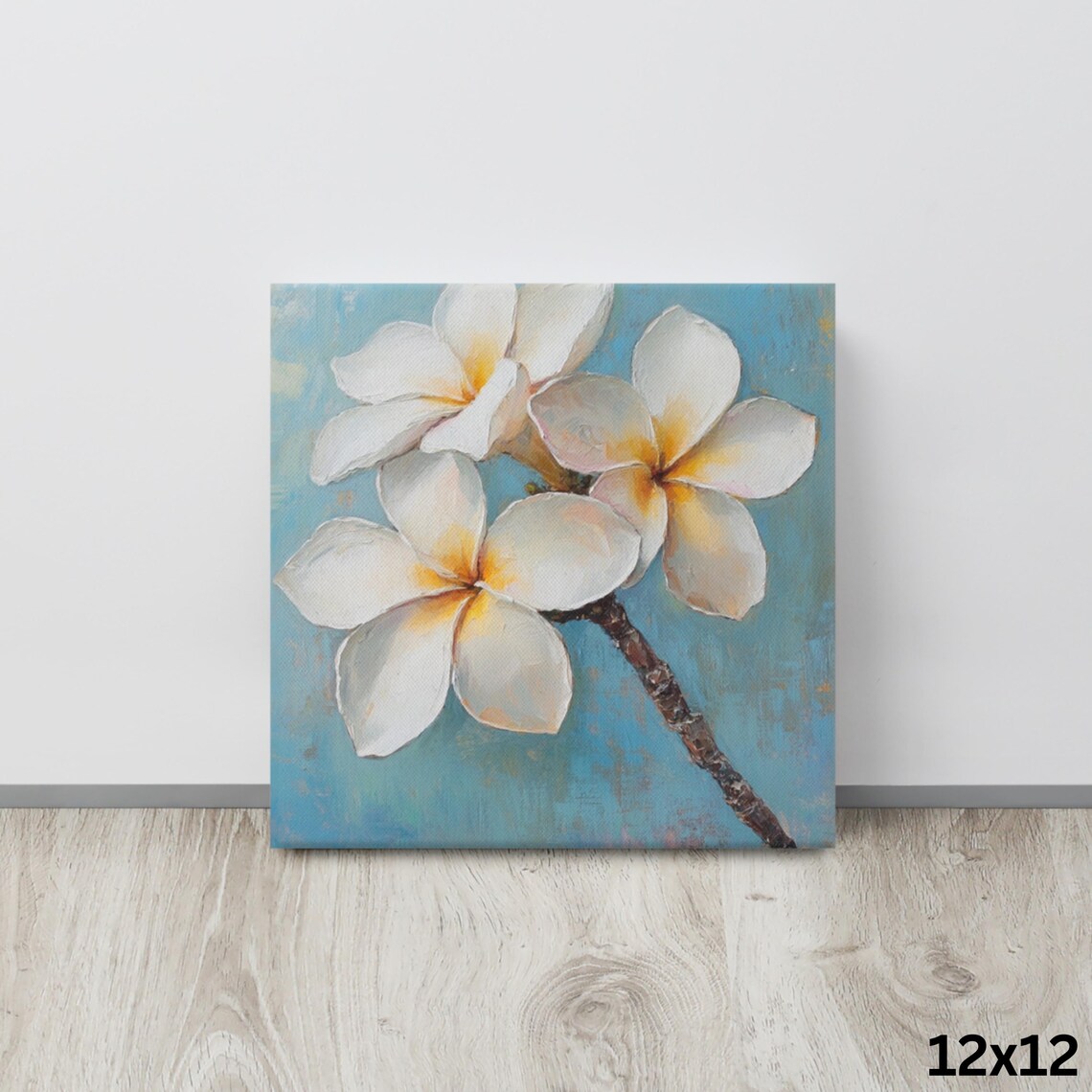 White Plumeria Golden Centers Turquoise Blue Tropical Coastal Poster - Image 4