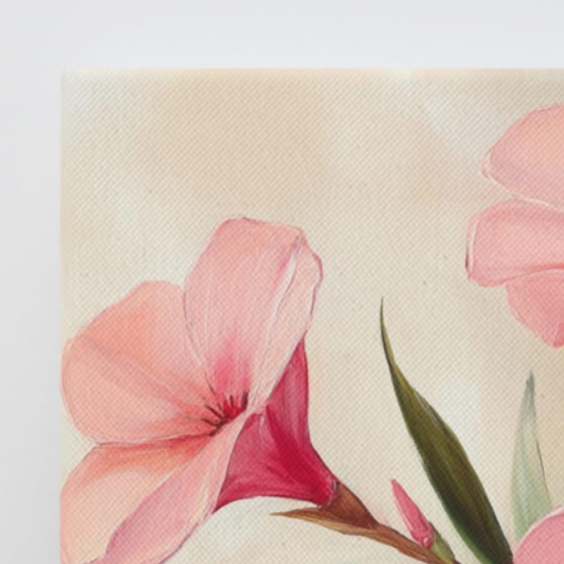 Pink Oleander Blossoms Cluster Cream Background Painting Art Poster - Image 3