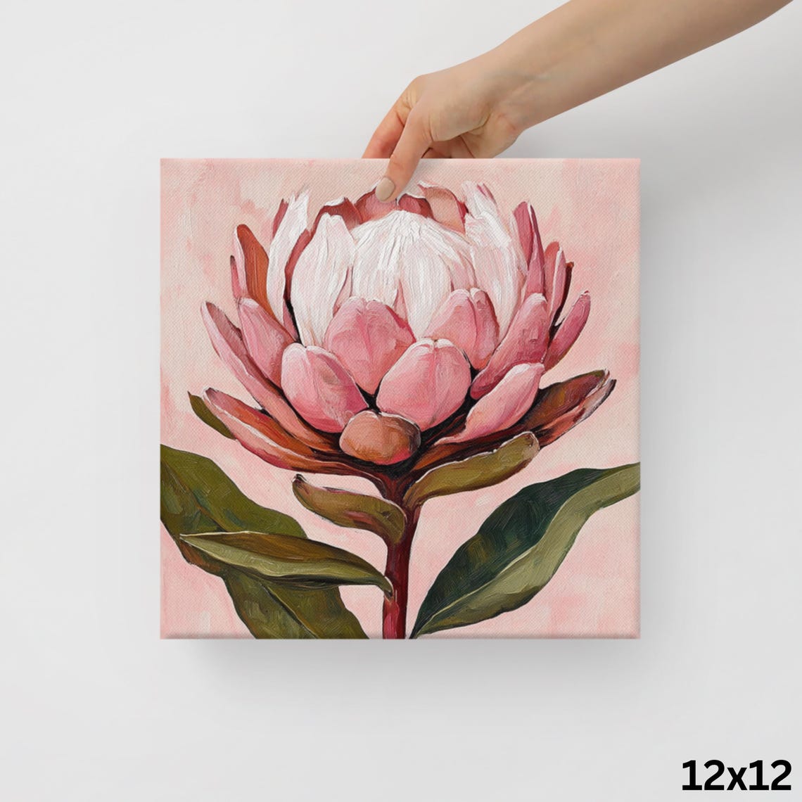 Pink Protea Large Sculptural Bloom Botanical Floral Art Poster - Image 2