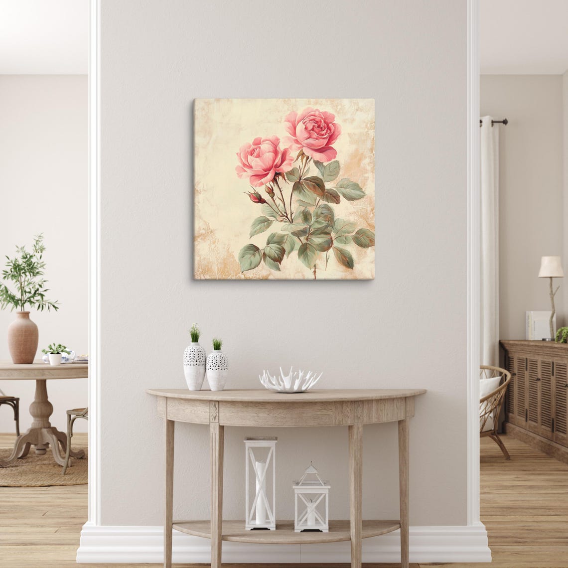 Pink Rose Print Painting Print Flower Art Rose Painting Print Living Room Art Vintage Wall Art Wall Art - Image 5