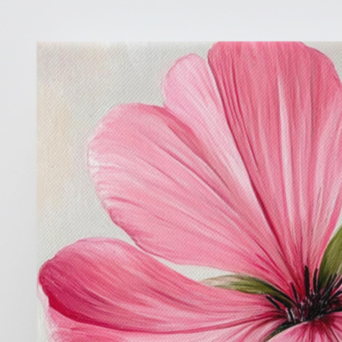 Pink Godetia Single Bloom Minimalist Fresh Floral Painting Print - Image 3