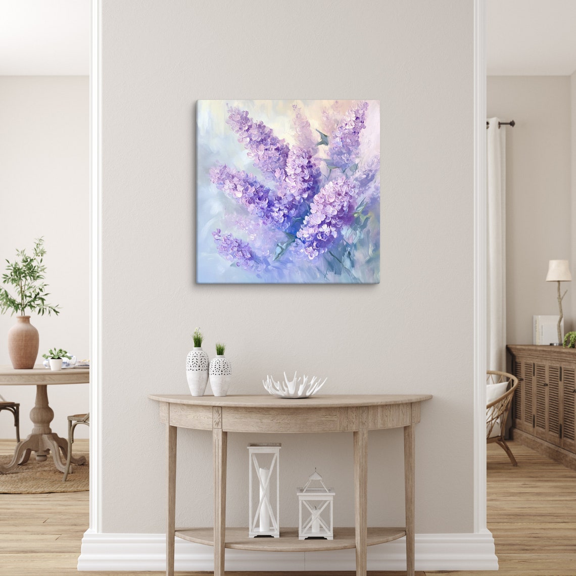 Purple Lilac Flower Clusters Soft Dreamy Painting Print Poster - Image 5