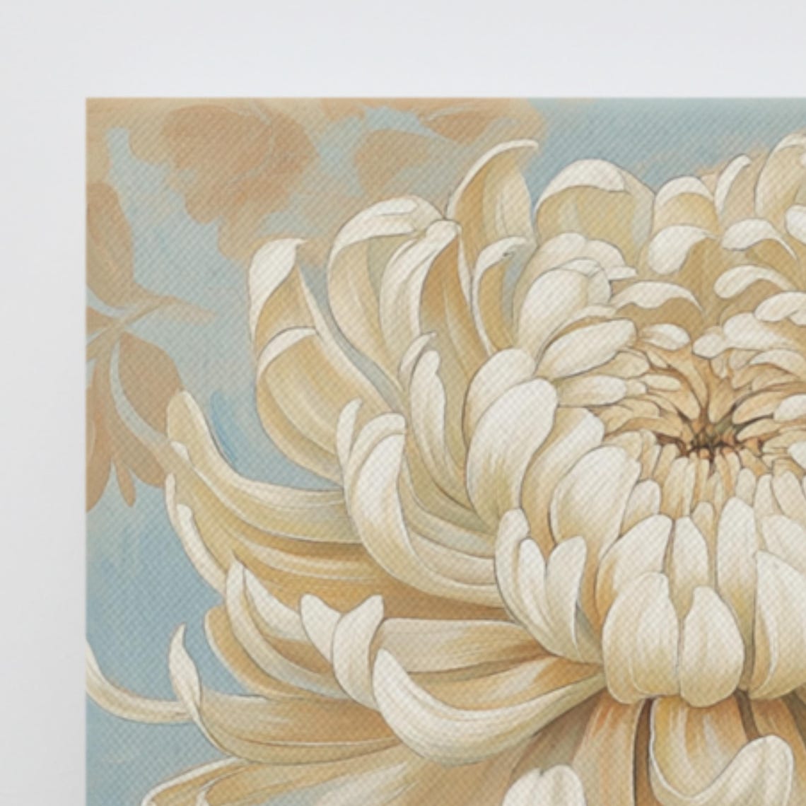 White Chrysanthemum Bloom Blue Gray Vintage Botanical Art Print Poster - Image 3
