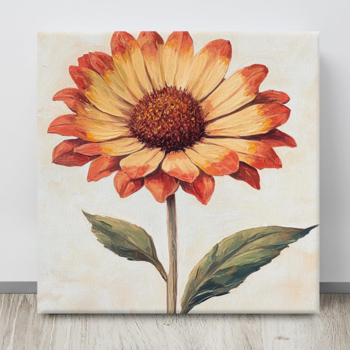 Orange Gaillardia Blanket Flower Single Bloom Vintage Painting Poster - Image 4