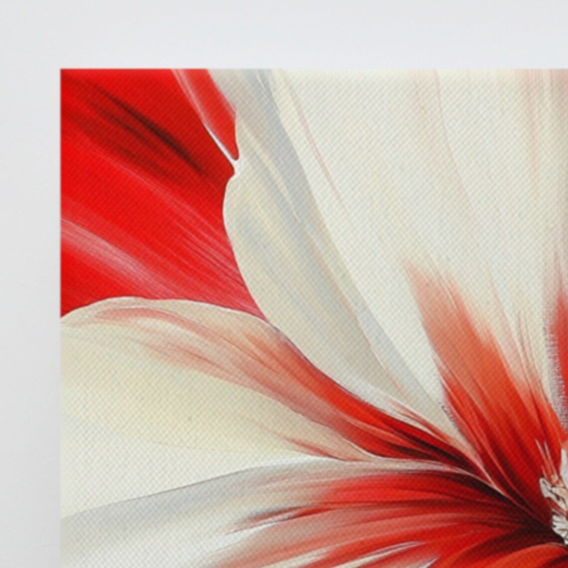 Red White Flower Close Up Bold Abstract Floral Painting Poster - Image 3