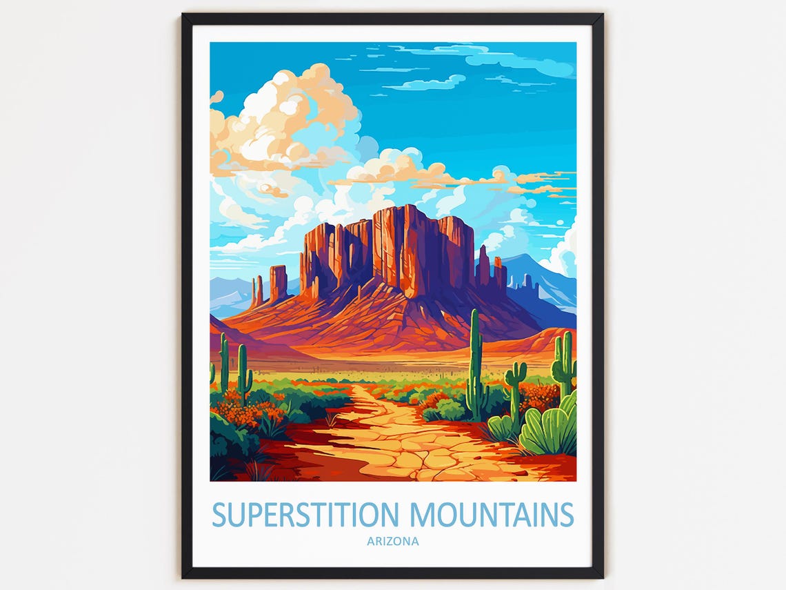 Superstition Mountains Travel Print Wall Decor Superstition Mountains Wall Hanging Art Home Dcor Arizona Gift Art Lovers