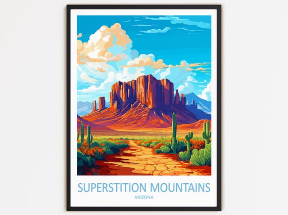 Superstition Mountains Travel Print Wall Decor Superstition Mountains Wall Hanging Art Home Dcor Arizona Gift Art Lovers