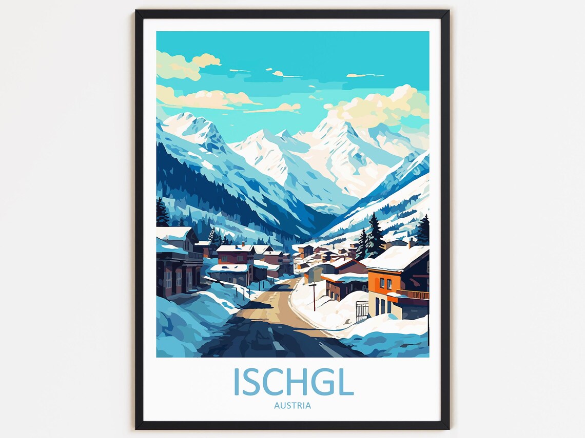 Ischgl Travel Poster, Austria Gift for Art Lovers