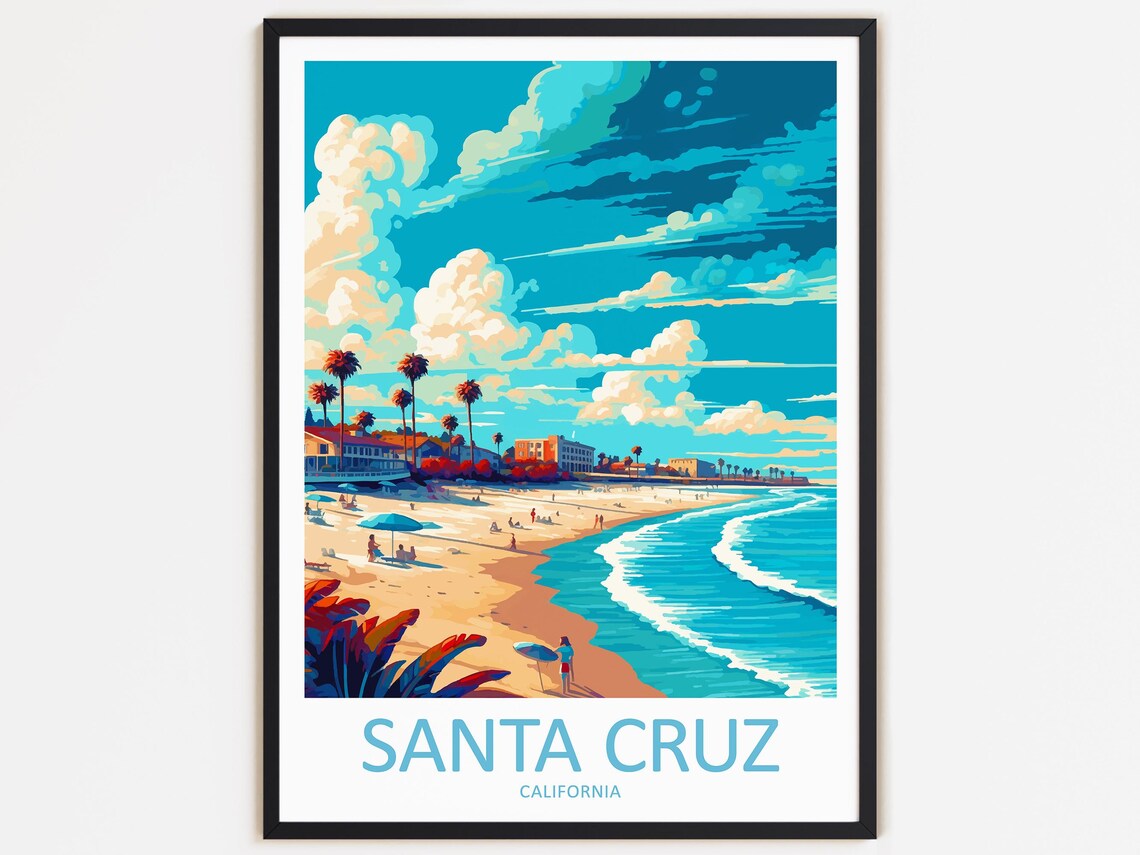 Santa Cruz Travel Print Wall Decor Wall Art Santa Cruz Wall Hanging Home Dcor Santa Cruz Gift Art Lovers California Art Home Decoration