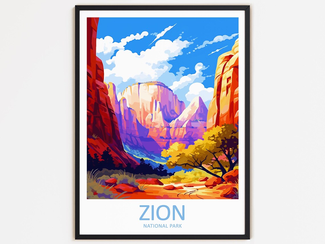 Zion National Park Travel Poster, Nature Lover Landscape