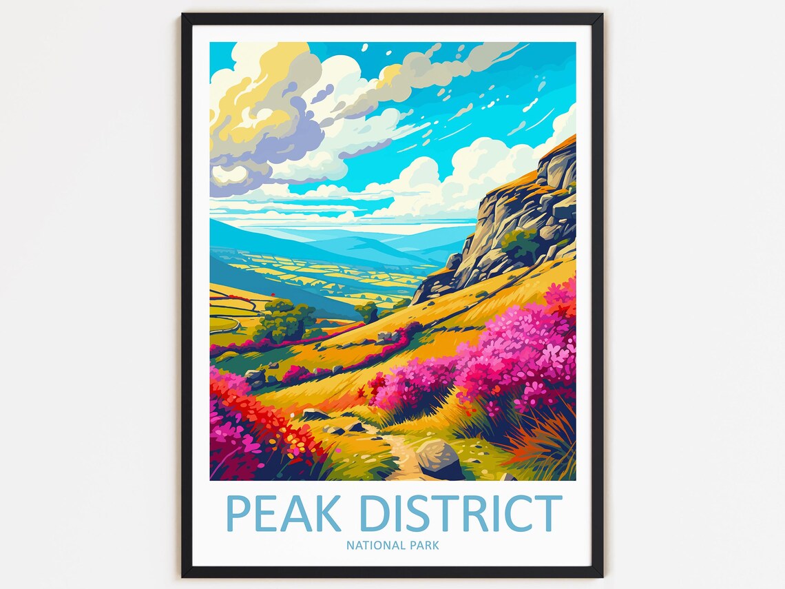 Peak District National Park Travel Poster, Landscape