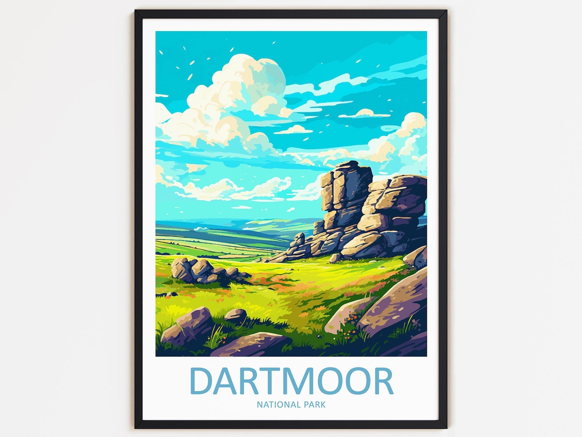 Dartmoor National Park Granite Tor Moorland Vista Travel Poster