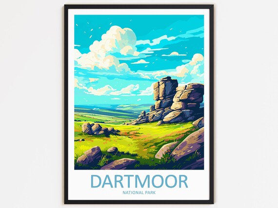 Dartmoor National Park Granite Tor Moorland Vista Travel Poster