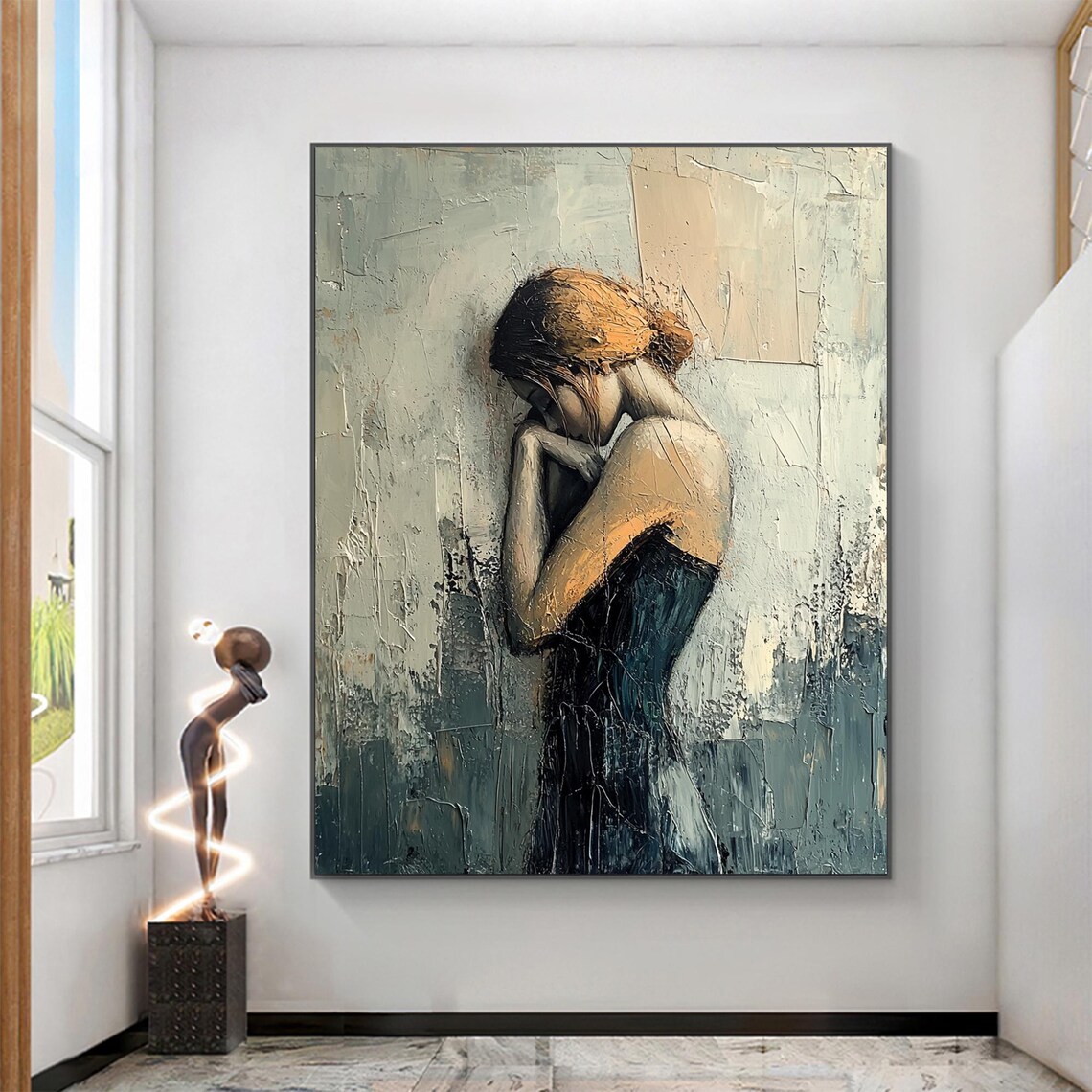 Blonde Girl Abstract Oil-Painting Portrait Art Print - Image 2