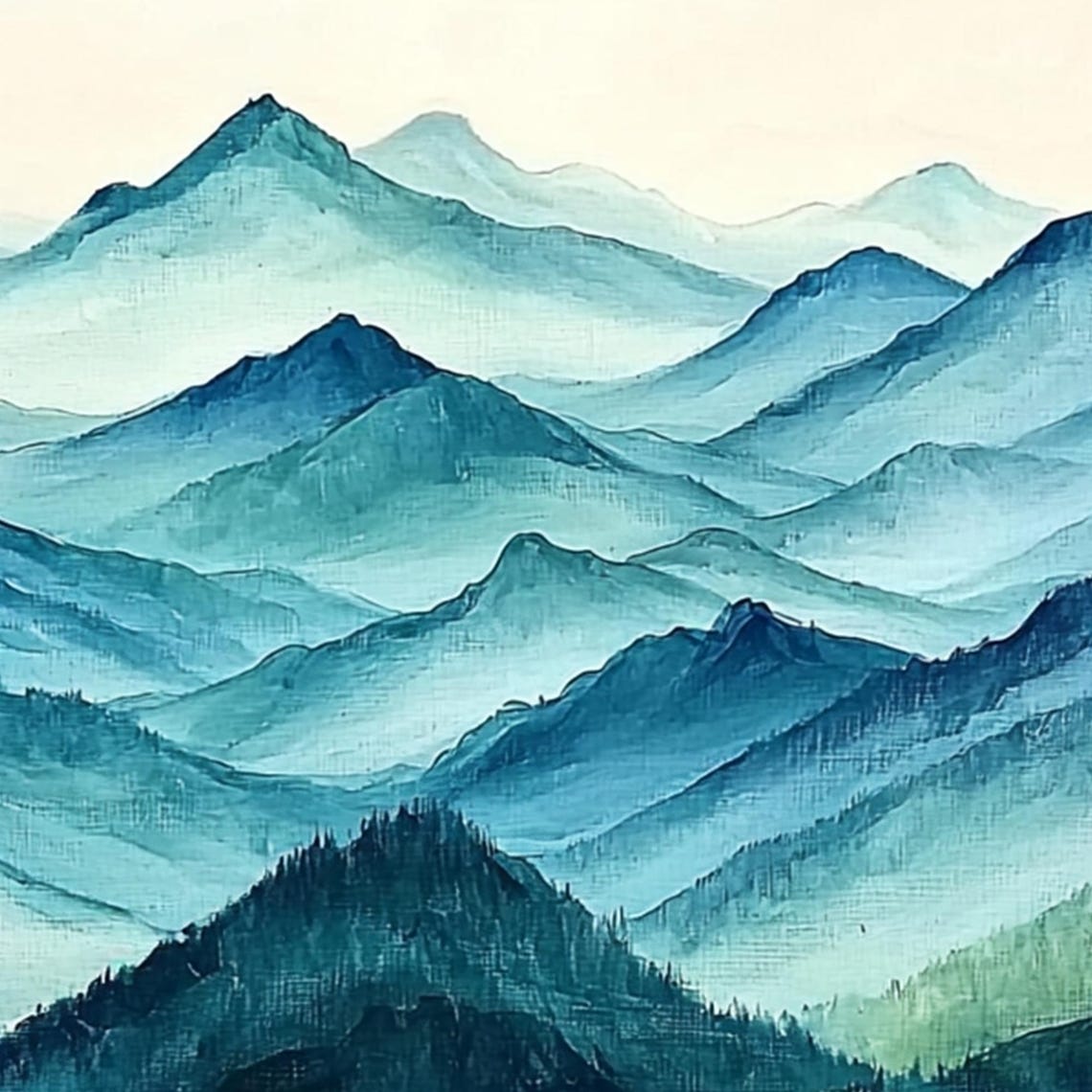 Abstract Landscape Oil Painting On Large Wall Art Original Blue Mountain Natural Scenery Painting Summer Decor Modern Home Decor - Image 8
