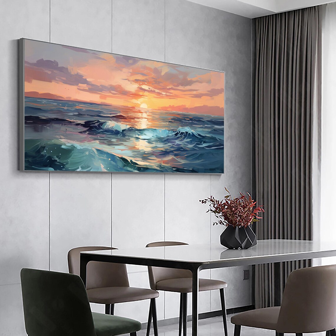Abstract Ocean Landscape, Boho Sunset Art Print - Image 4