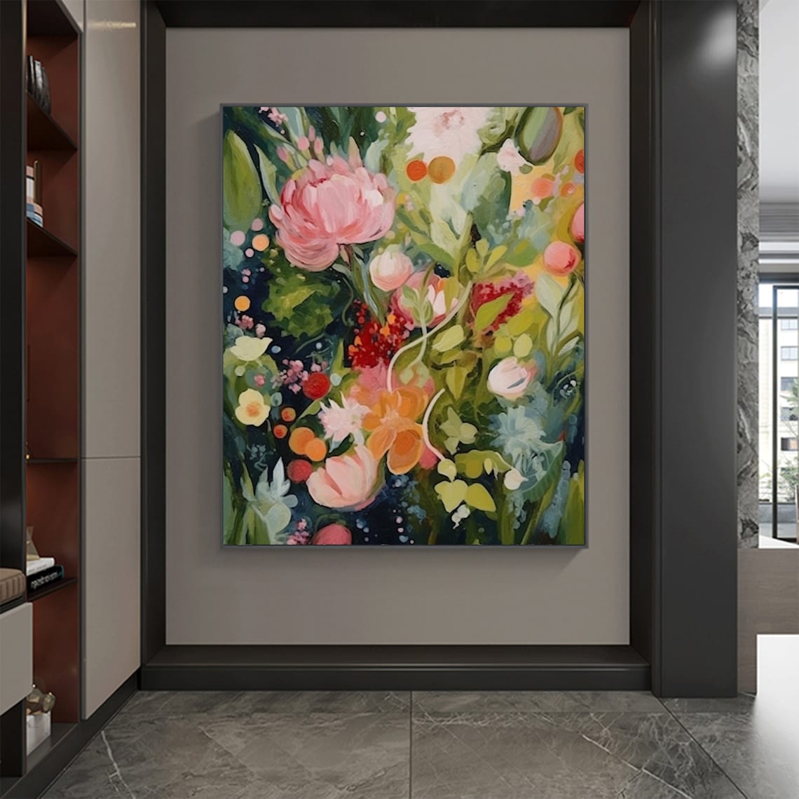Green Flower Oil Painting, Boho Floral Art Print - Image 8