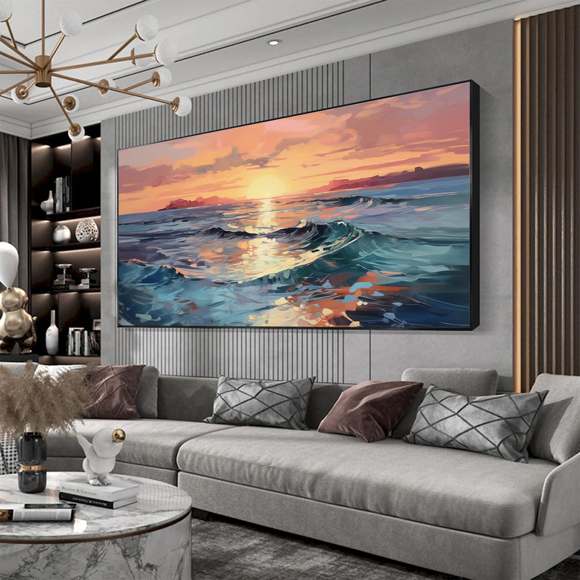 Golden Sunset Ocean Waves Reflecting Sunlight Seascape Poster - Image 8