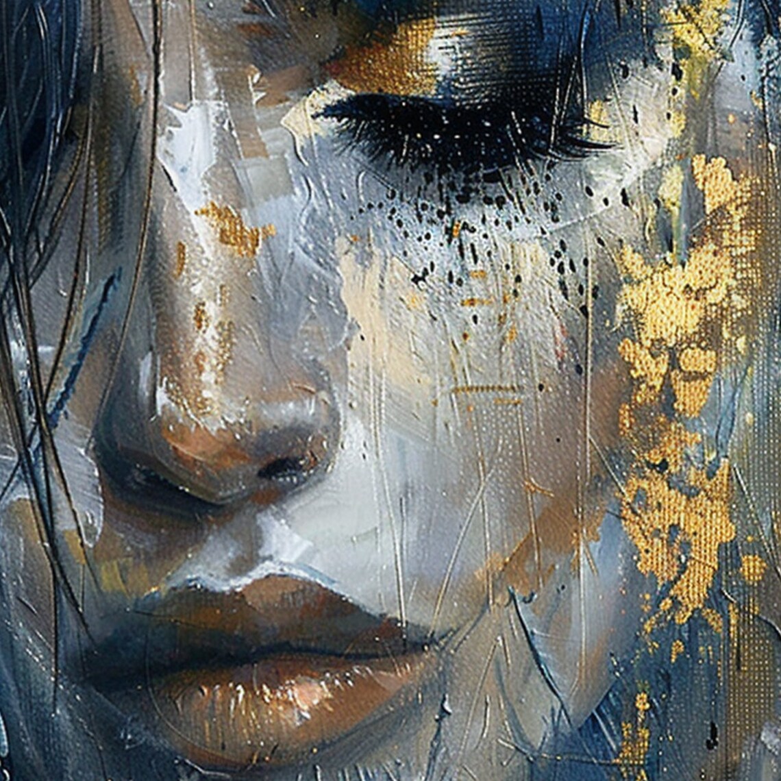 Custom Abstract Girl Face Oil Painting, Bedroom Art Print - Image 4