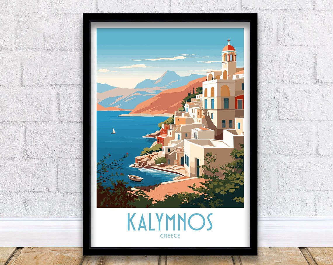 Kalymnos Travel Poster, Greece Home Decor