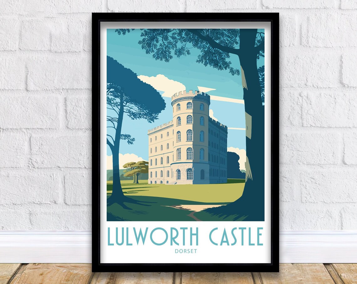 Lulworth Castle Travel Poster, Dorset Landmark