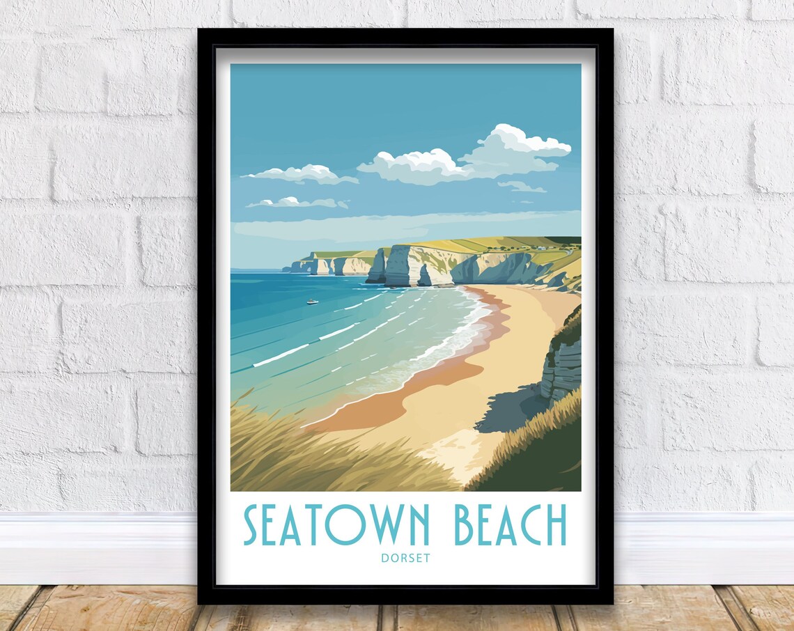 Seatown Beach Dorset Travel Poster