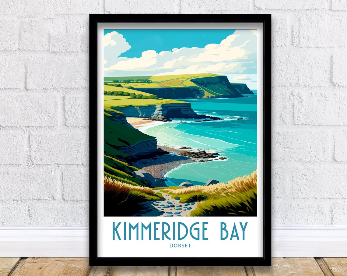 Kimmeridge Bay Dorset Layered Cliffs Shore Vintage Travel Poster
