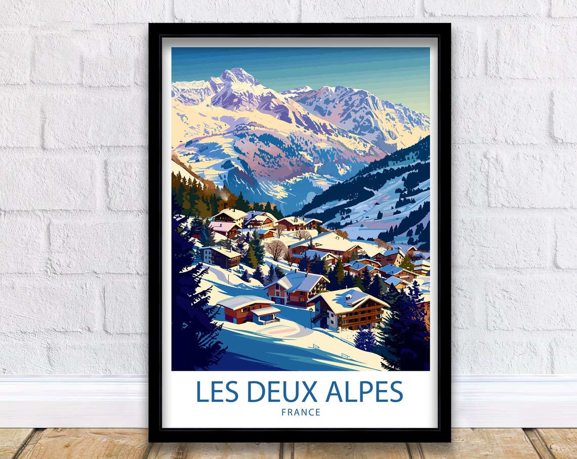 Les Deux Alpes France Alpine Chalets Beneath Snowy Peaks Poster - Image 5