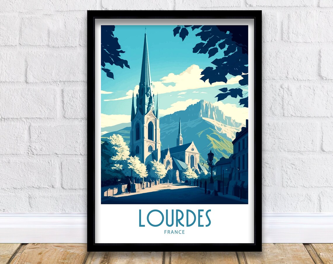 Lourdes France Travel Poster, Place-Name Wall Art