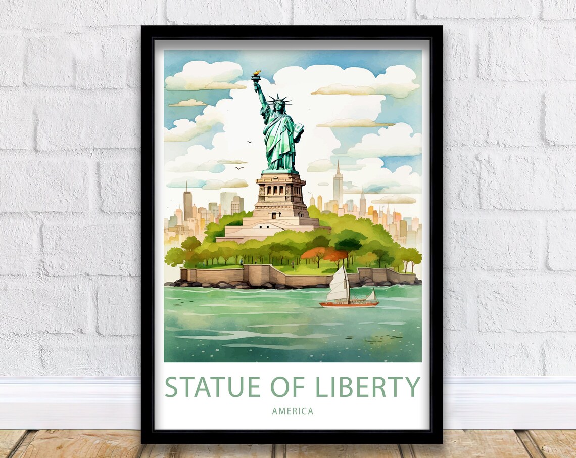 Statue Of Liberty Travel Poster, Landmark Wall Art