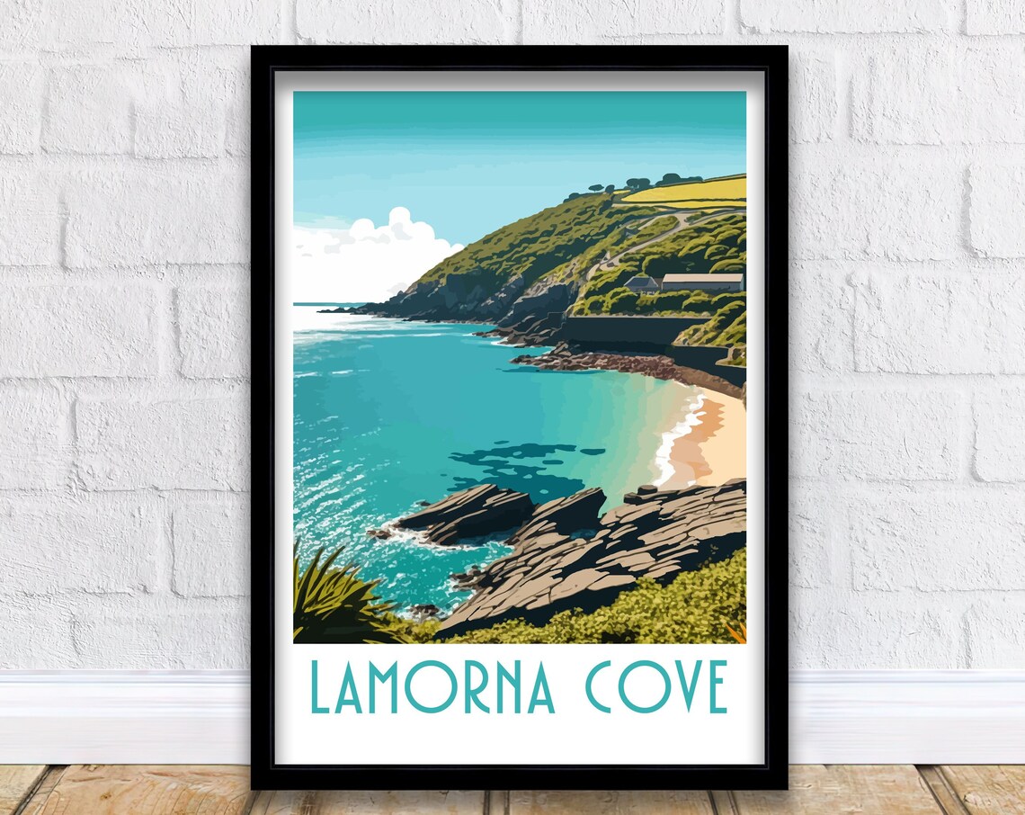 Lamorna Cove Cornwall Cliffs Coastal Walk Ocean View Travel Poster