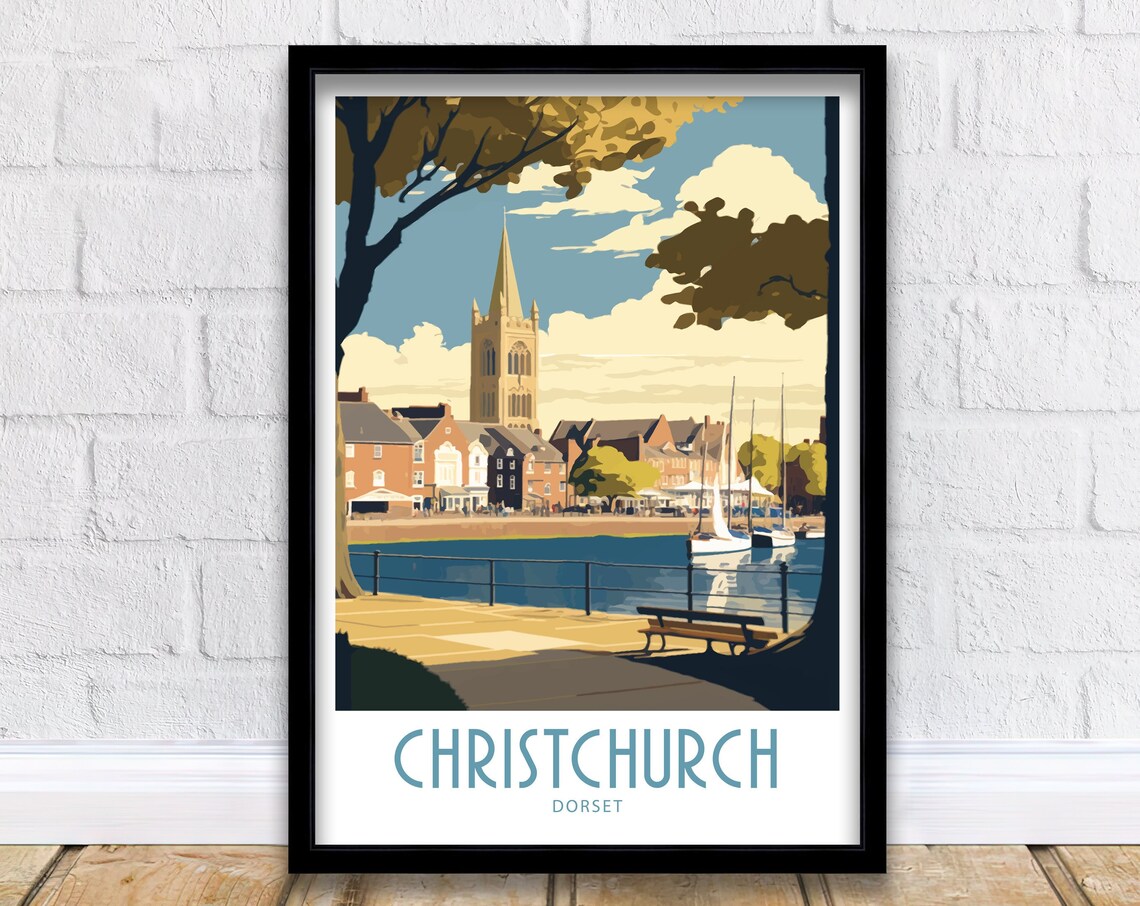 Christchurch Quay Travel Poster, Dorset Place