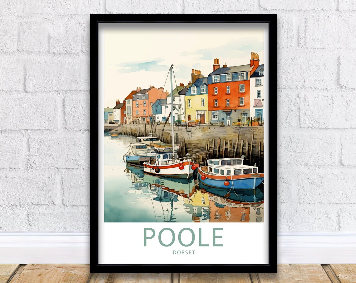 Poole Quay Travel Poster, Dorset Wall Art Print