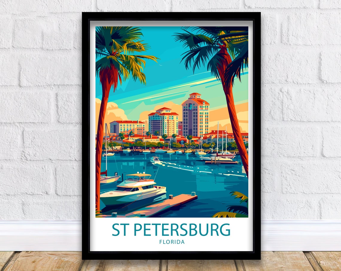 St Petersburg Florida Travel Print St Petersburg Wall Decor Usa St Petersburg Art St Petersburg Wall Art Usa Poster Gift St Petersburg Art