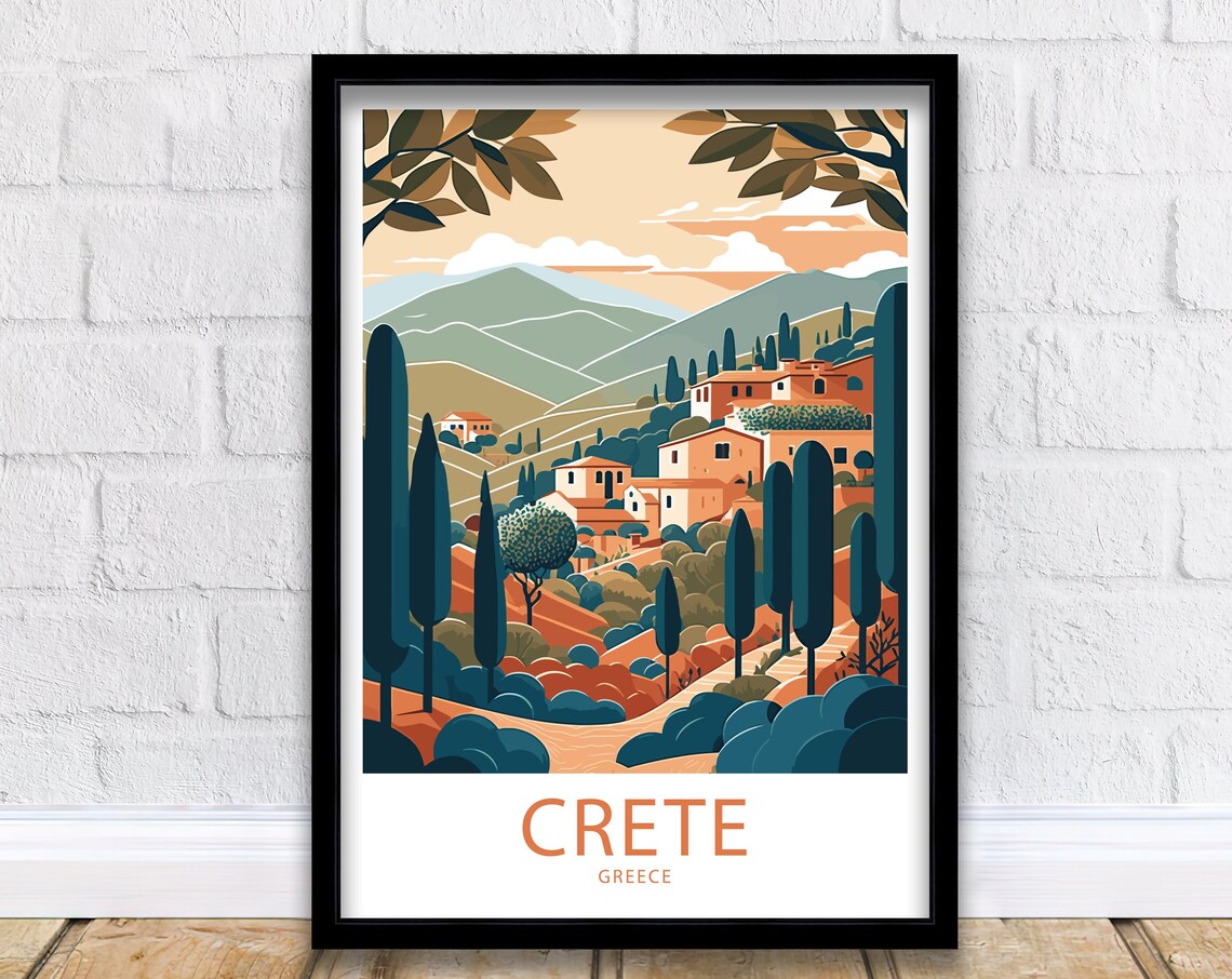Crete Travel Poster, Greece Room Decor
