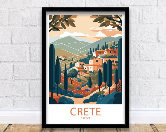 Crete Travel Poster, Greece Room Decor