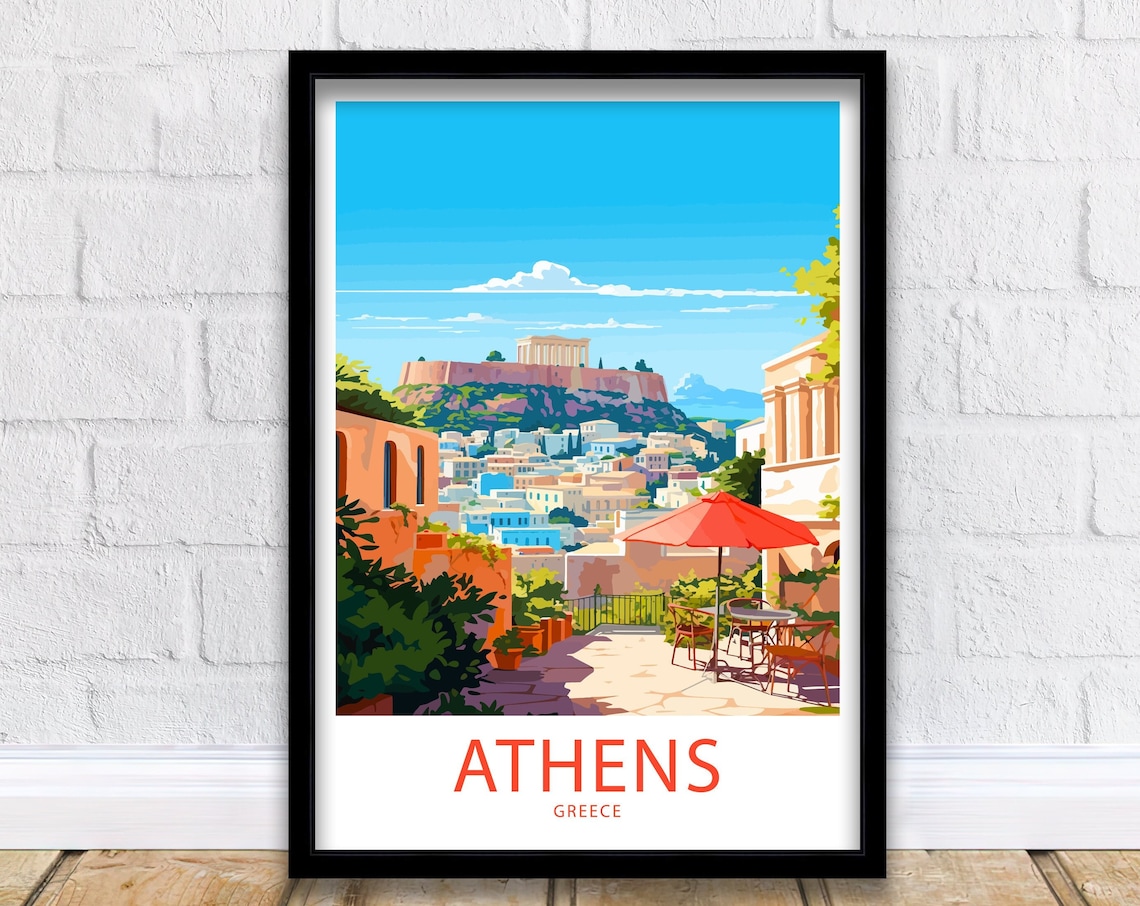 Athens Greece Travel Poster, Home Decor Print