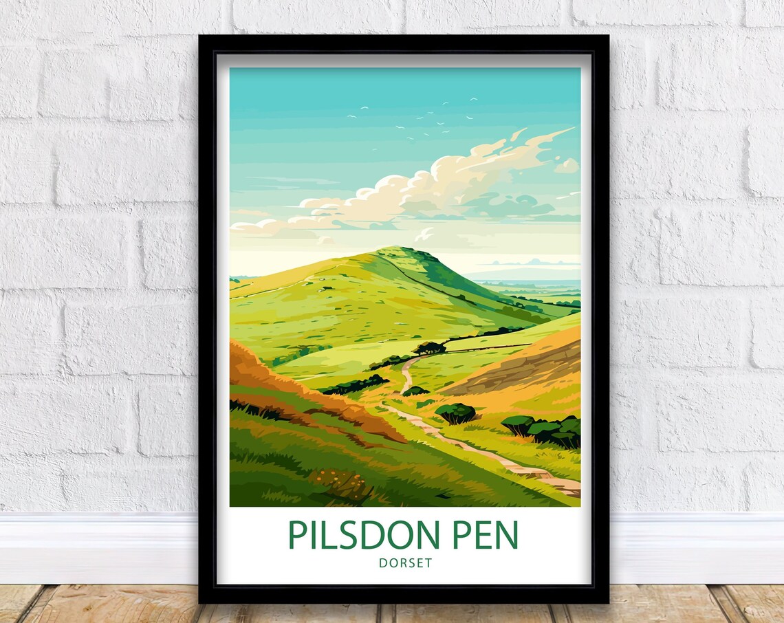 Pilsdon Pen Travel Poster, Pilsdon Wall Decor